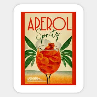 Retro Aperol Spritz Poster Tropic Homebar, Kitchen Bar Prints, Vintage Drinks, Recipe, Wall Art Sticker